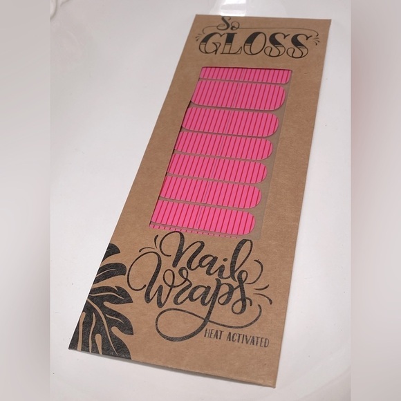 SO GLOSS Pink Stipe Nail Wraps Heat Activated Made in Buffalo NY 5 Star Reviews - Picture 2 of 9